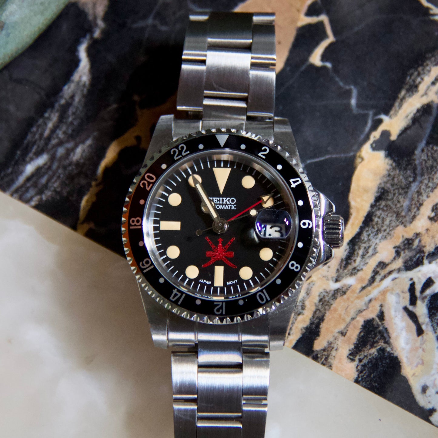 Seiko Mod submariner GMT Master Black "Oman dial" automatic limited Piece