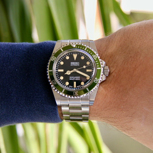 Seiko Submariner Green Line Bezel Hommage automatic Diver Watch